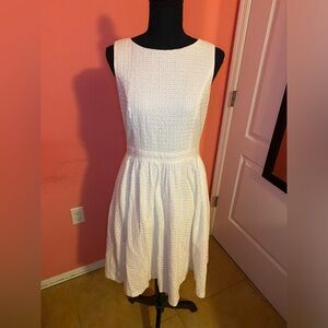 Donna Morgan White Sleeveless A-Line Midi Dress